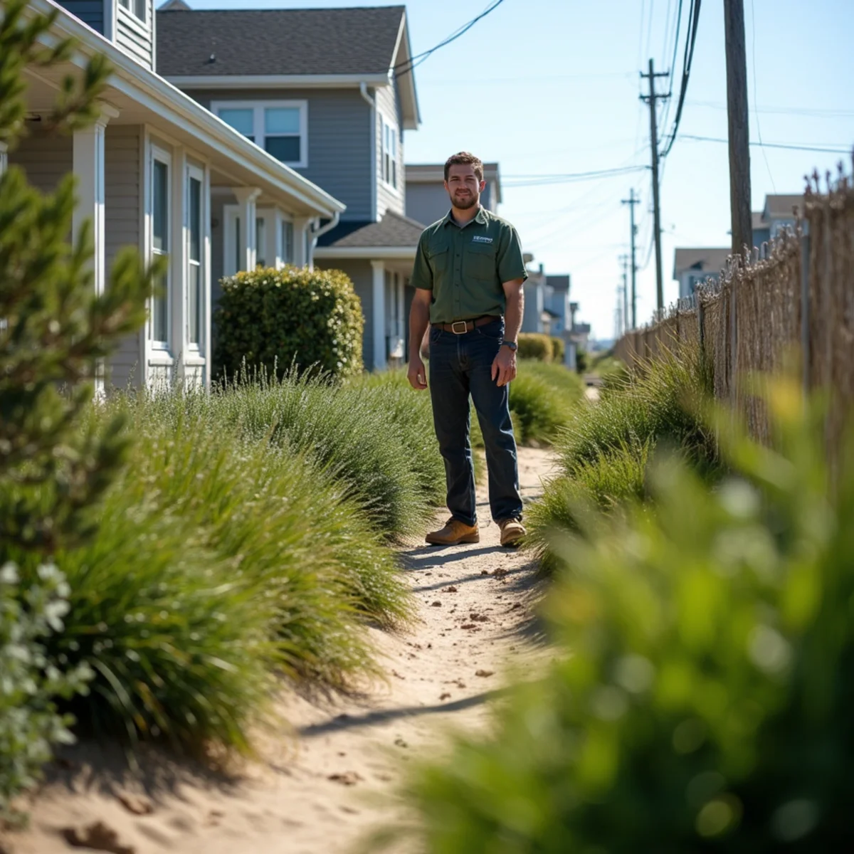 Beach grass and bayberry planted along a sandy coastal landscape near Long Branch, New Jersey