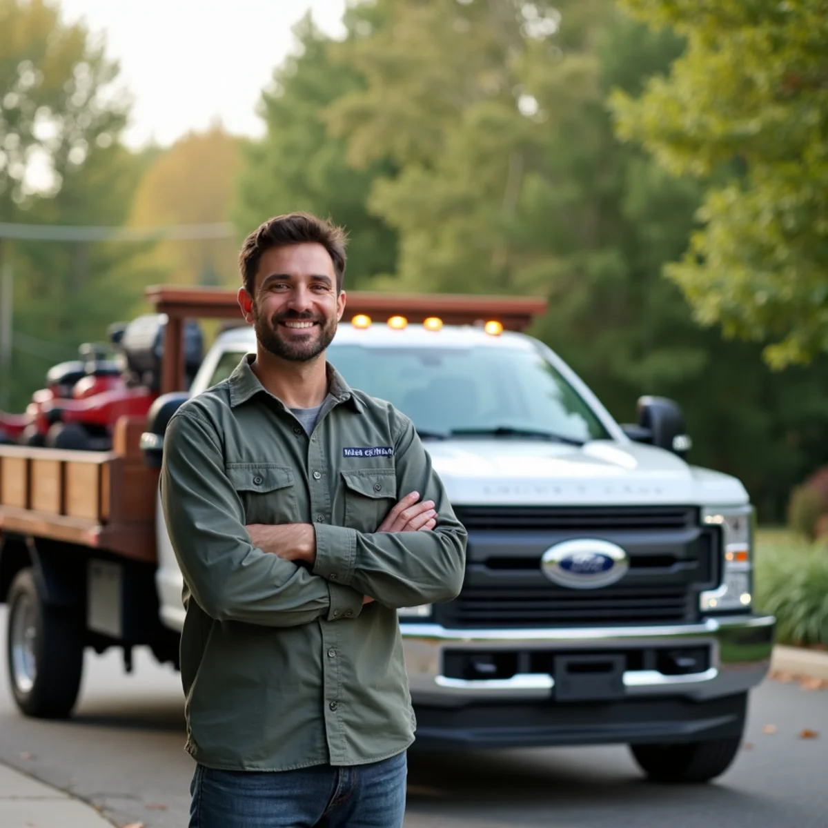Owner-operated landscaper with branded work truck, The Blue Sky One LLC, serving Freehold Borough, NJ